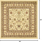 Unique Loom Voyage Collection Traditional Oriental Classic Intricate Design Area Rug (4' 0 x 4' 0 Square, Ivory/Gold)