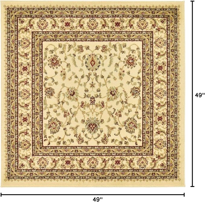 Unique Loom Voyage Collection Traditional Oriental Classic Intricate Design Area Rug (4' 0 x 4' 0 Square, Ivory/Gold)
