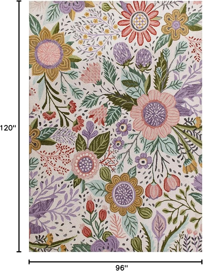 Hand-Tufted Floral Area Rug - Colorful Garden Design with Beautiful Flower Patterns - Modern Style Premium Carpet for Living Room & Bedroom or Kitchen (9.6'x14')