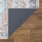 Bloom Rugs Washable Non-Slip 9' x 12' Rug - Peach/Blue Traditional Area Rug for Living Room, Bedroom, Dining Room, and Kitchen - Exact Size: 9' x 12'