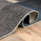 Rugshop Contemporary Blue Geometric Boxes Non-Slip Area Rug Non-Shedding for Living Room, Dining Room and Office, 2" x 7" (22" X 84")