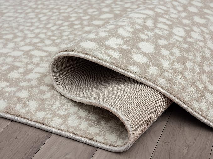 Abani Beige Cheetah Print 5'3" x 7'6" Area Rug Rugs, Arto Collection - Contemporary Durable Accent Rug