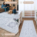 Fame Living Beige Oushak Runner Rug, Modern Runners, Turkish, Eclectic, Floral, Pastel, Washable, Small Throw Rugs, Short Runner for Hallway, Entryway, Foyer, Bedroom, Kitchen, Bathroom, 2'5"x6'5"