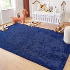 Andency Navy Soft Area Rugs for Living Room Bedroom, 4x6 Fluffy Shaggy Bedside Rug, Non-Slip Large Shag Fuzzy Plush Carpets for Bedroom Kids Dorm Nursery Home Decor Aesthetic