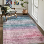 Kokia Abstract Washable Area Rug Living Room Washable 4x6 Non-Slip Stain Resistant Colorful Living Room Rug Soft Indoor Vibrant Red Carpet for Bedroom Room Decor, Oslo Orchid