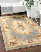Rugs.com Chateau Collection Rug – 2' x 3' Light Blue Medium Rug Perfect for Entryways, Kitchens, Breakfast Nooks, Accent Pieces