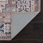 Bloom Rugs Washable 3' x 5' Rug - Brown/Blue/Orange Traditional Area Rug for Living Room, Bedroom, Dining Room, and Kitchen - Exact Size: 3' x 5'