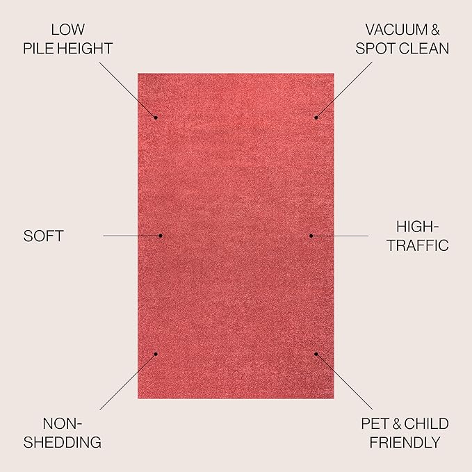 JONATHAN Y Haze Solid Low-Pile Red 8' Round Indoor Area Rug, Coastal,Bohemian,Minimalist,Classic, Easy-Cleaning for Living Room,Bedroom,Kitchen,Pet Friendly,Non-Shedding (SEU100E-8R)