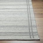 Mark&Day Wool Rugs, 2x8 Janmichael Solid and Border Gray Runner Area Rug, Grey Ivory Carpet for Hallway, Kitchen, Bedroom or Living Room (2'6" x 8' Runner)