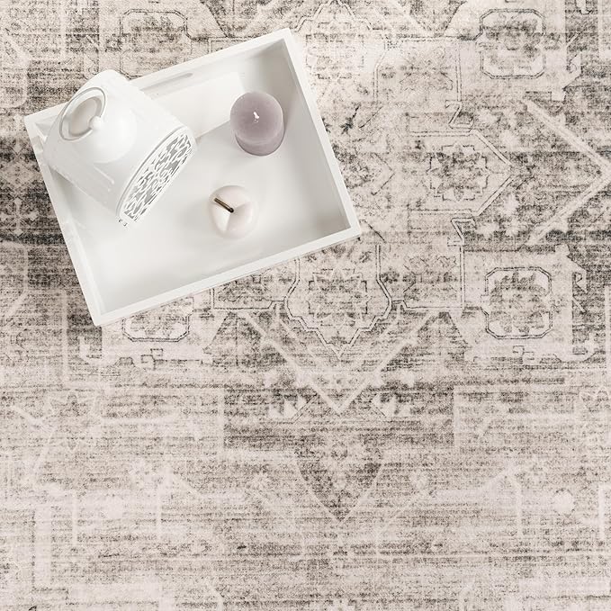 Paco Home Area Rug Modern Oriental Design in Vintage Look in Beige, Size: 7'10" x 11'2"
