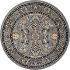 Unique Loom Sialk Hill Collection Area Rug - Washington (4' 1" Round Gray/Black)