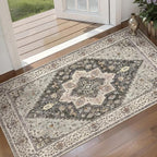 Kitchen Rugs 2x4 Washable Rug for Entryway Vintage Non Slip Small Rugs Front Door Mat Indoor Entrance, Print Distressed Throw Rug Grey Soft Low Pile Rugs Small Carpet for Entry Bedroom Bathroom