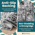 Istana Stylish 10x14 Foldable Machine Washable Dark Grey Area Rugs
