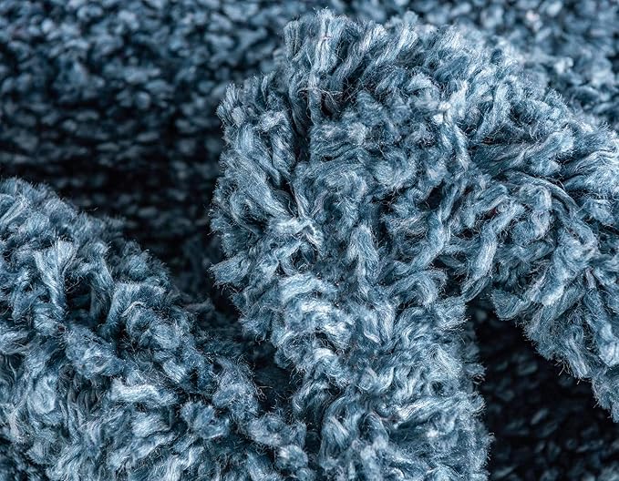 Unique Loom Davos Shag Collection Area Rug - Solid (2' 7" x 13' 1" Runner, Marine Blue)