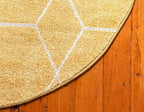 Unique Loom Trellis Frieze Collection Area Rug - Geometric (8' Round, Yellow/ Ivory)