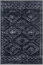 KILOCOCO Boho Entryway Rug 2x3 Printed Small Area Rug Indoor Door Mat Machine Washable Kitchen Rugs Super Soft Non Slip Throw Rugs for Bedroom Entrance Geometric Laundry Room, Black/Navy