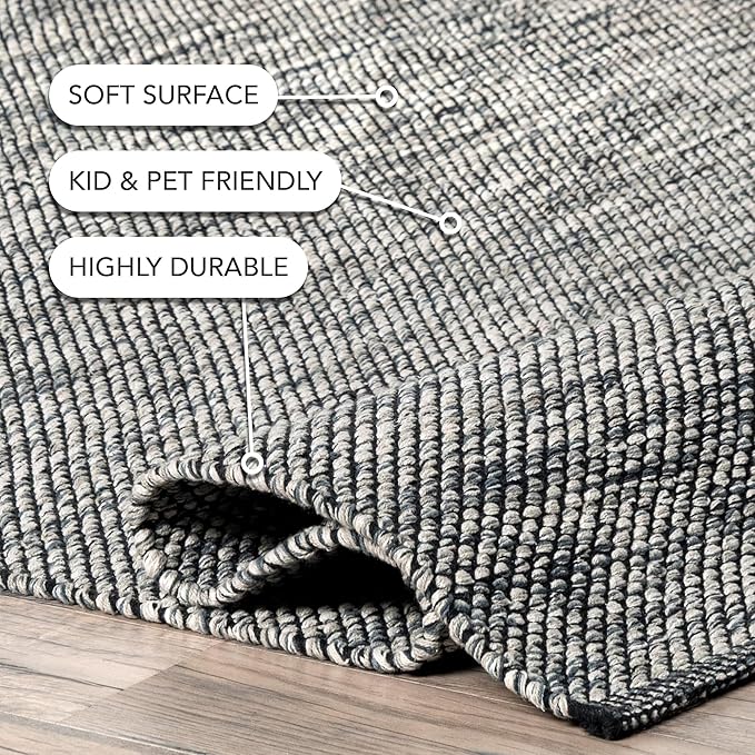 nuLOOM Alessi Solid Farmhouse Cotton Area Rug, 8x10, Grey