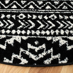 SAFAVIEH Tulum Collection Area Rug - 5' Round, Black & Ivory, Moroccan Boho Tribal Design, Non-Shedding & Easy to Clean, Ideal for Living Room, Bedroom, Dining Space (TUL272Z)
