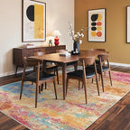 Area Rugs 8x10 Washable Pink Rug for Living Room Nursery, Modern Abstract Large Rug Non Slip, Water Repellent Low Pile Soft Carpet for Bedroom, Dining Room, Home Office, Colorful Pink