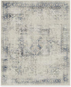 RUGGABLE Washable Vintage Area Rug – Kamran Blue Quartz 8x10, Stain-Resistant, Non-Slip – Large Machine Washable Rugs for Living Room, Bedroom, Hallway, Entryway & Office–with Cushioned Pad