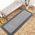 PURRUGS Dirt Trapping Door Mat 24" x 60", Non-Slip/Skid Machine Washable Entryway Rug, Shoes Scraper, Throw Rug, Super Absorbent Area Rug for Muddy Wet Shoes and Paws, Light Grey & Grey
