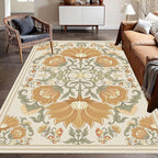 Abstract Sunflower Area Rugs, 4x5ft, Traditional Rustic Vintage Tropical Floral Theme Beige Farmhouse Boho Carpet, Shaggy Low Pile Fade Resistant Home Goods Rug for Living Room Kitchen