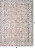 Kuden 4x6 Area Rug, Machine Washable Area Rug with Non-Slip Backing, Vintage Style, Soft, Easy Clean, Low Pile Rug for Living Room, Bedroom, Dining Room