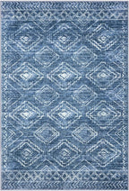 KILOCOCO Living Room Rug 6x9 Area Rug Printed Boho Washable Bedroom Rugs Non Slip Soft Large Moroccan Indoor Rugs for Dining Room Office Farmhouse Geometric Carpet, Stonewashed Blue