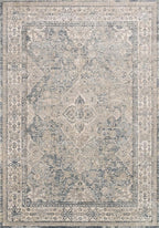 Loloi Teagan Collection TEA-04 Sky/Natural 6'-7" x 9'-2" Area Rug, Large, Soft Neutral Rug, High-Traffic for Living Room, Bedroom, Home Office, Dining Area
