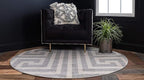 Unique Loom Athens Collection Classic Geometric Modern Border Design Area Rug (6' 0 x 6' 0 Round, Gray/ Beige)