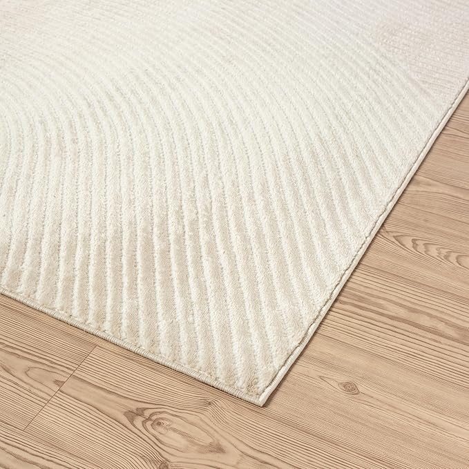 Abani Neutral Beige Area Rug 12' x 15' for Living Room, Bedroom - Zen Reiki Circles Pattern - Durable & Easy to Clean