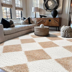 Rugshop Diamond Wave Shag Area Rug Beige 7' 10" x 10' Perfect for Large Living Rooms, Dining Areas, or Master Bedrooms