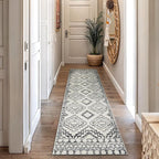 Rugshop Cream and Black Southwestern Tribal Area Rug – Boho Geometric Diamond Pattern Carpet for Living Room, Bedroom, or Entryway – Soft Modern Rustic Floor Décor 2' 3" x 8' Runner Cream