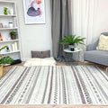 Alfa Rich 5x8 Gray Off White Washable Area Rugs for Living Room Bedroom Kitchen Decor Cotton Rug