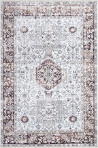 Bloom Rugs Washable Non-Slip 2x3 Rug - Beige/Brown Traditional Oriental Area Rug for Living Room, Bedroom, Dining Room, and Kitchen - Exact Size: 2' x 3'
