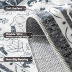 EnHomee 8x10 Washable Area Rugs for Bedroom, Boho Vintage Rugs, Foldable Area Rug for Dining Room, Non-Slip Soft Living Room Rug, Low Pile Large Carpet for Bathroom, Grey