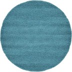Unique Loom Solid Shag Collection Area Rug (6' 1" Round, Deep Aqua Blue)