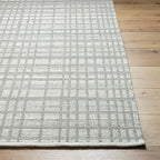 Mark&Day Wool Rugs, 9x12 Ishaq Solid and Border Light Grey Area Rug, Grey Ivory Carpet for Living Room, Bedroom or Kitchen (8'10" x 12')