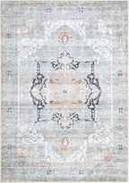 Bloom Rugs Washable Non-Slip 3' x 5' Rug - Gray/Coral Pink Traditional Area Rug for Living Room, Bedroom, Dining Room, and Kitchen - Exact Size: 3' x 5'