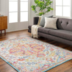 Livabliss Odelia Vintage Bohemian Area Rug,9' x 12'6",Orange/Aqua