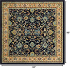 Rugs.com Yasmin Collection Rug – 8 Ft Square Navy Blue Medium Rug Perfect for Living Rooms, Kitchens, Entryways