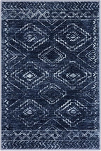 KILOCOCO Boho Entryway Rug 3x5 Area Rug Washable Non Slip Printed Throw Rugs Soft for Kitchen Living Room Dining Bedroom Geometric Moroccan Carpet, Dark Blue