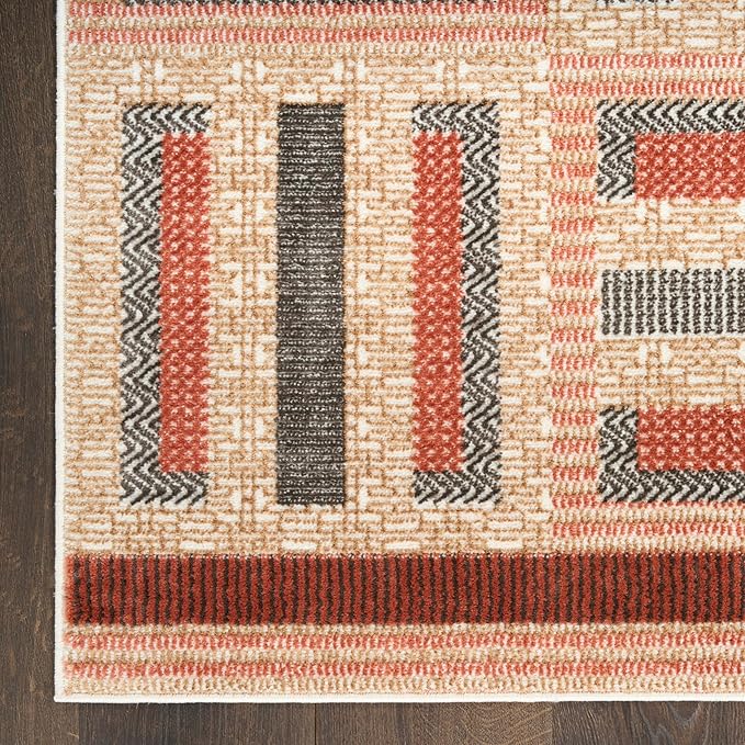 Nourison Home Nordic Multicolor 4' x 6' Area Rug - Easy Clean, Non Shedding, Bed Room, Living Room, Dining Room, Kitchen (4' x 6')