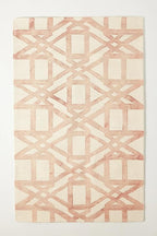 Hand-Tufted Wool Marengo Rug in Pink – Elegant Geometric Wool Carpet for Living Room & Bedroom – Soft Feel – 8 x 11