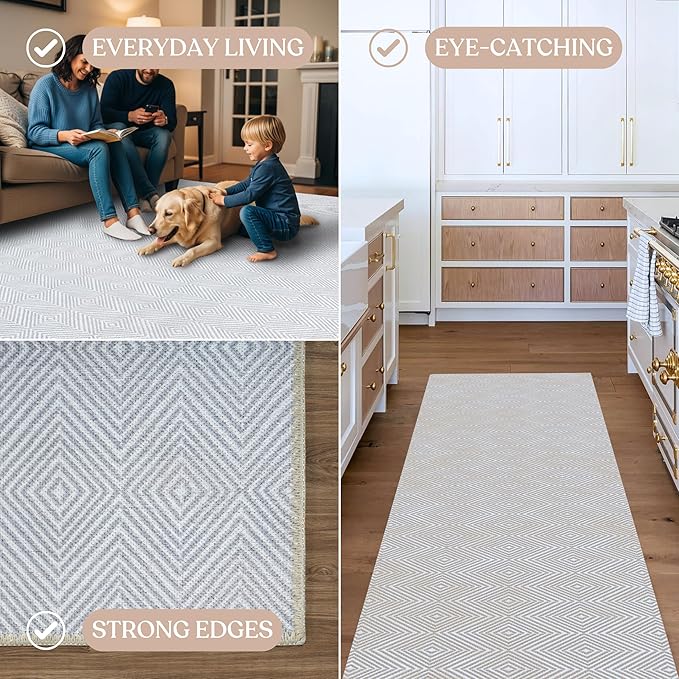 Fame Living Washable Area Rug. Modern Farmhouse. Vintage. Turkish. Bohemian. Distressed. Oriental. Traditional. Rugs for Living Room. Dining. Bedroom. Office. Entryway. Foyer. (864CC, 2'5" x 6'5")