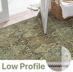 2x7 Runner Rug Machine Washable Boho Runners for Hallway,Ultra-Thin Low Pile Rug,Lightweight Indoor Carpet,Non Slip Floral Runners for Enrtyway, Corridor, Home Office, Kitchen,Sage Green