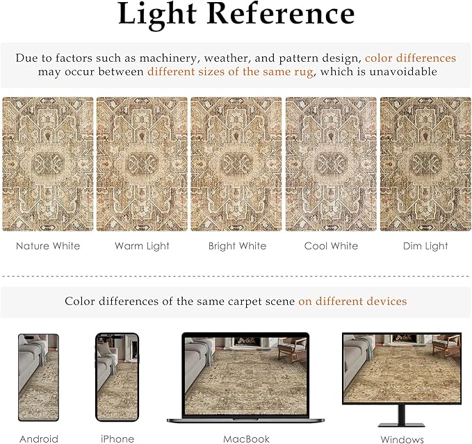 Brown Multi Hallway Runner Rug 2x6 Vintage Washable Distressed Area Carpet Kitchen Indoor Non Slip Long Traditional Medallion Retro Accent Throw Rug for Bedroom Laundry Dining Living Room