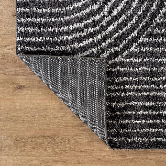 Rugshop Circles Arch Shag Area Rug Anthracite Dark Gray 2' x 3' Ideal for Entryways, Kitchens, or Small Spaces