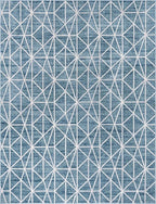 Rugs.com Lattice Trellis Collection Rug – 9' x 12' Blue Low-Pile Rug Perfect for Living Rooms, Large Dining Rooms, Open Floorplans
