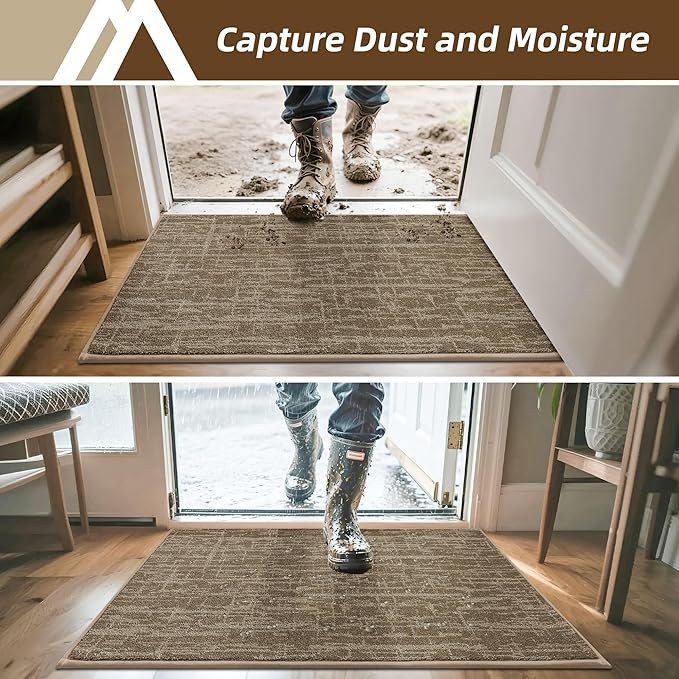 COSY HOMEER-Dirt-Trapper-Door-Mat 32"x48" Non-Slip Entryway Rugs Washable Welcome Mat Absorbent Entrance Mats Low Pile Dog Door Mats for Front Back Doomats and Wet Shoes,Taupe